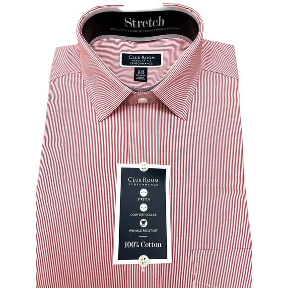 CLUB ROOM MENS REGULAR FIT Red PERFORMANCE BUTTON-DOWN Dress SHIRT NWT $55 - Picture 2 of 4